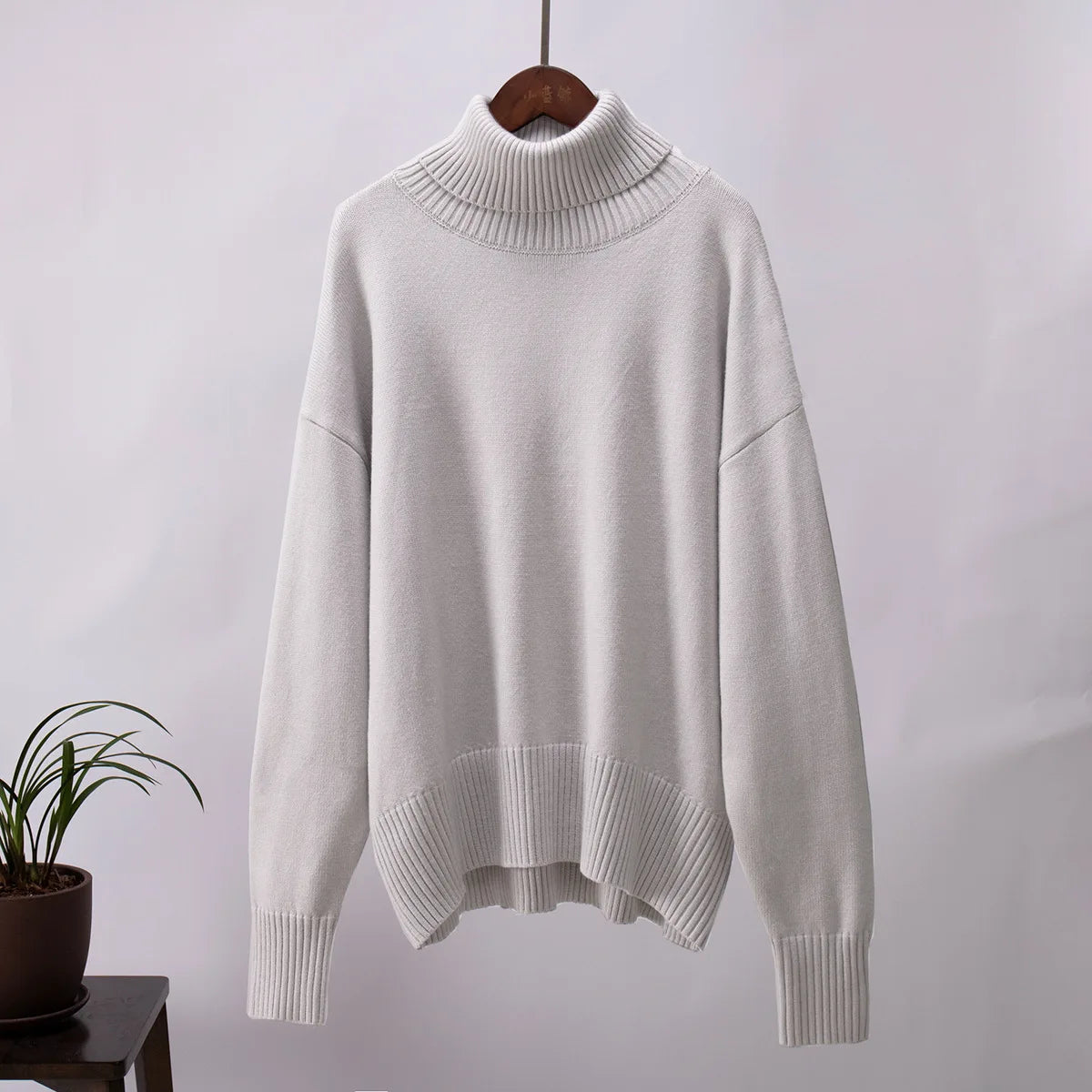 Women's Warm Wool Turtleneck Sweater - Cozy High Neck Knitwear Jumper for Casual Daily Wear Cecily