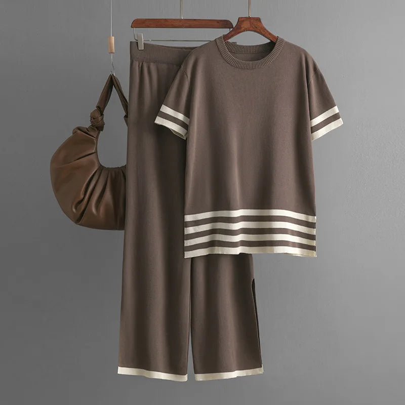 Women's Two-Piece Sweater Set – Solid Color Sweater & Half-Wrap Hip Skirt for Autumn and Winter Fashion Viena
