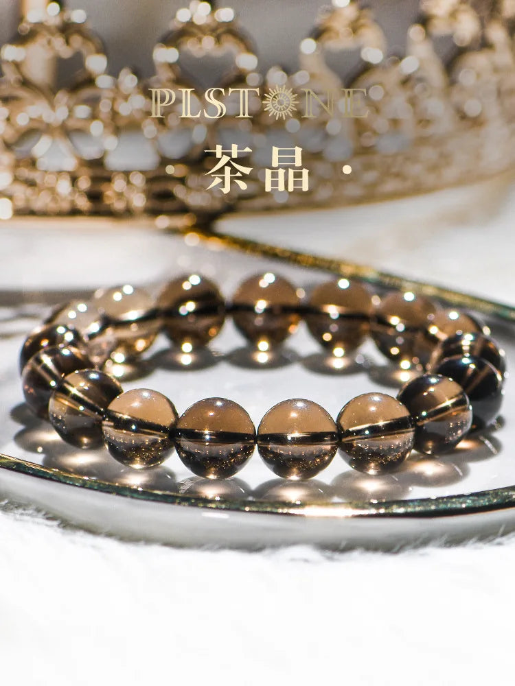 Natural Smoke Citrine Crystal Bracelet – Gold Bangle for Men and Women, Perfect Birthday Gift or Couple’s Jewelry