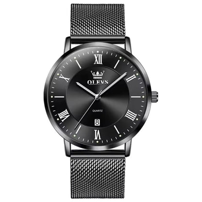 OLEVS 5623 Fashion Quartz Watch – Stainless Steel Band, Luminous Round Dial & Calendar Feature