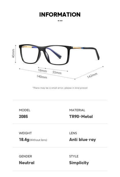 Stylish TR90 Blue Light Blocking Glasses for Men & Women | Lightweight Fashion Eyewear Finley