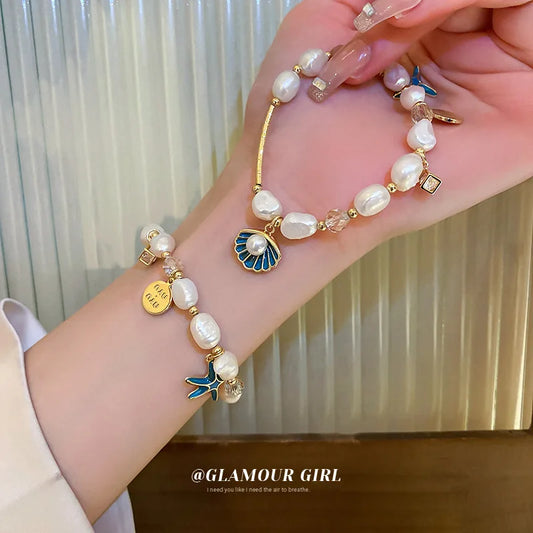 Square Plate Flower Artificial Crystal Bracelet – Vintage Baroque Freshwater Pearl Bracelet