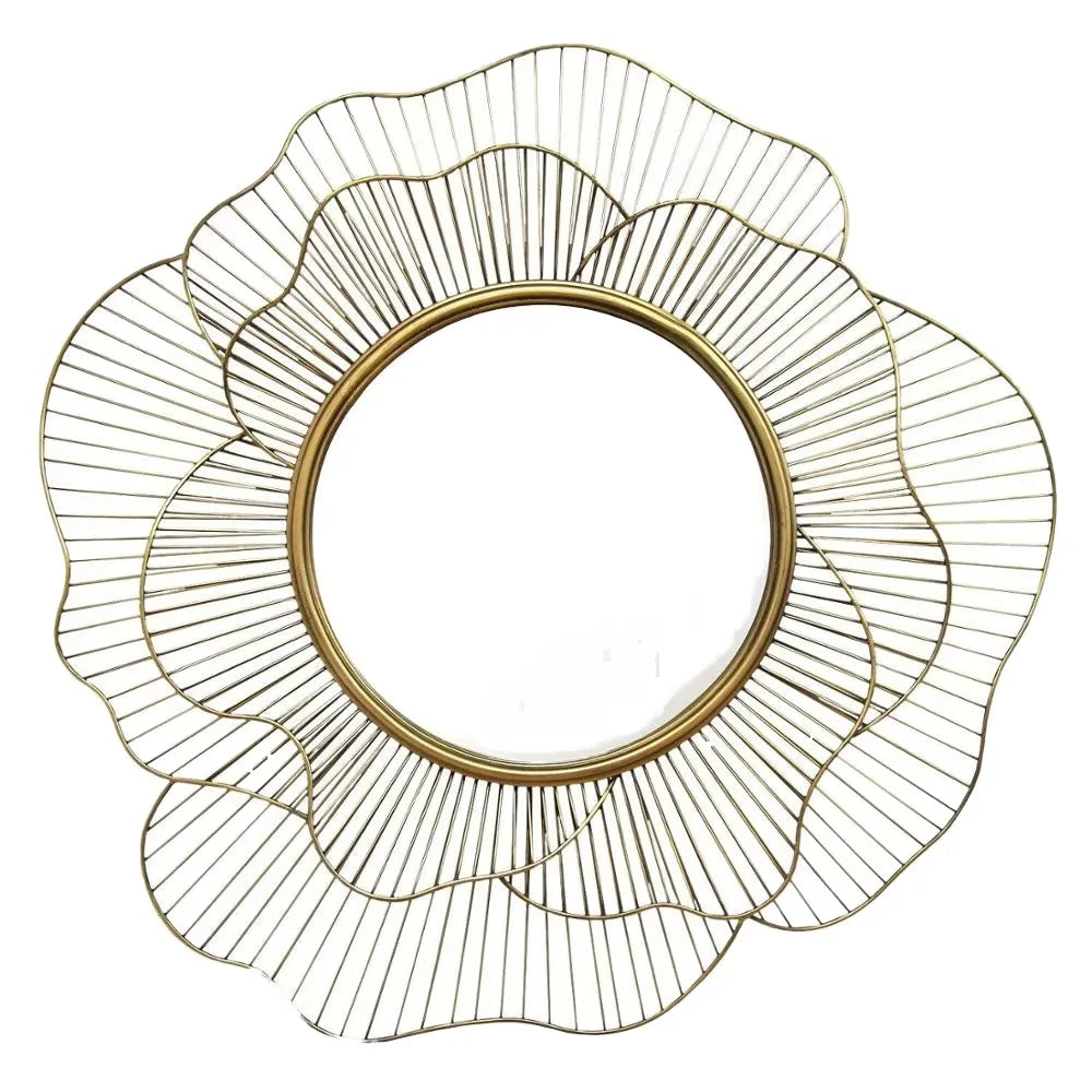 Large Metal Flower Wall Mirror – Luxury Art Frame for Bedroom, Bathroom, and Home Decor |