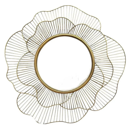Large Metal Flower Wall Mirror – Luxury Art Frame for Bedroom, Bathroom, and Home Decor |