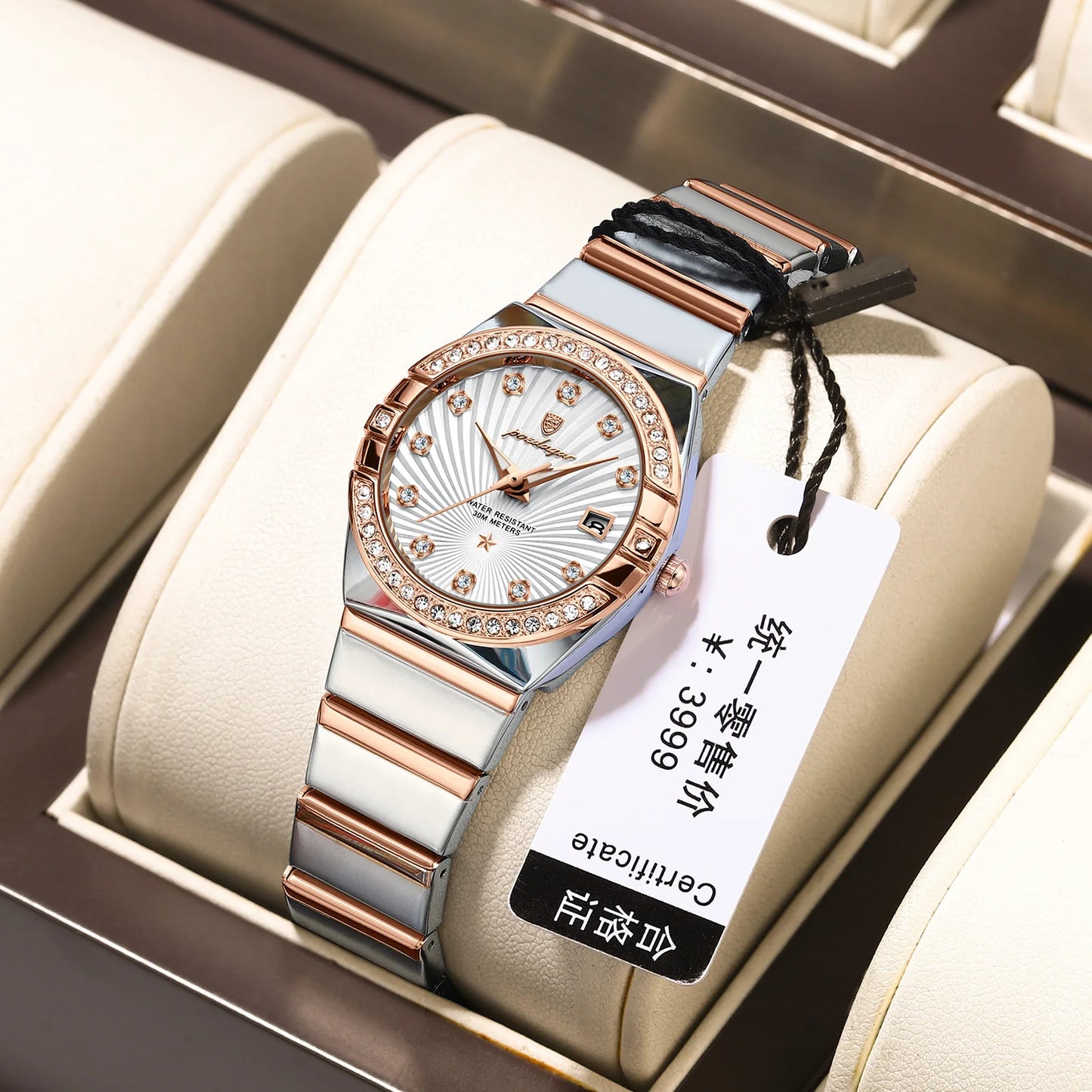 POEDAGAR 302 Women's Watch – Fashion Elegant Diamond Bracelet Quartz Wristwatch, Stylish Ladies Watch