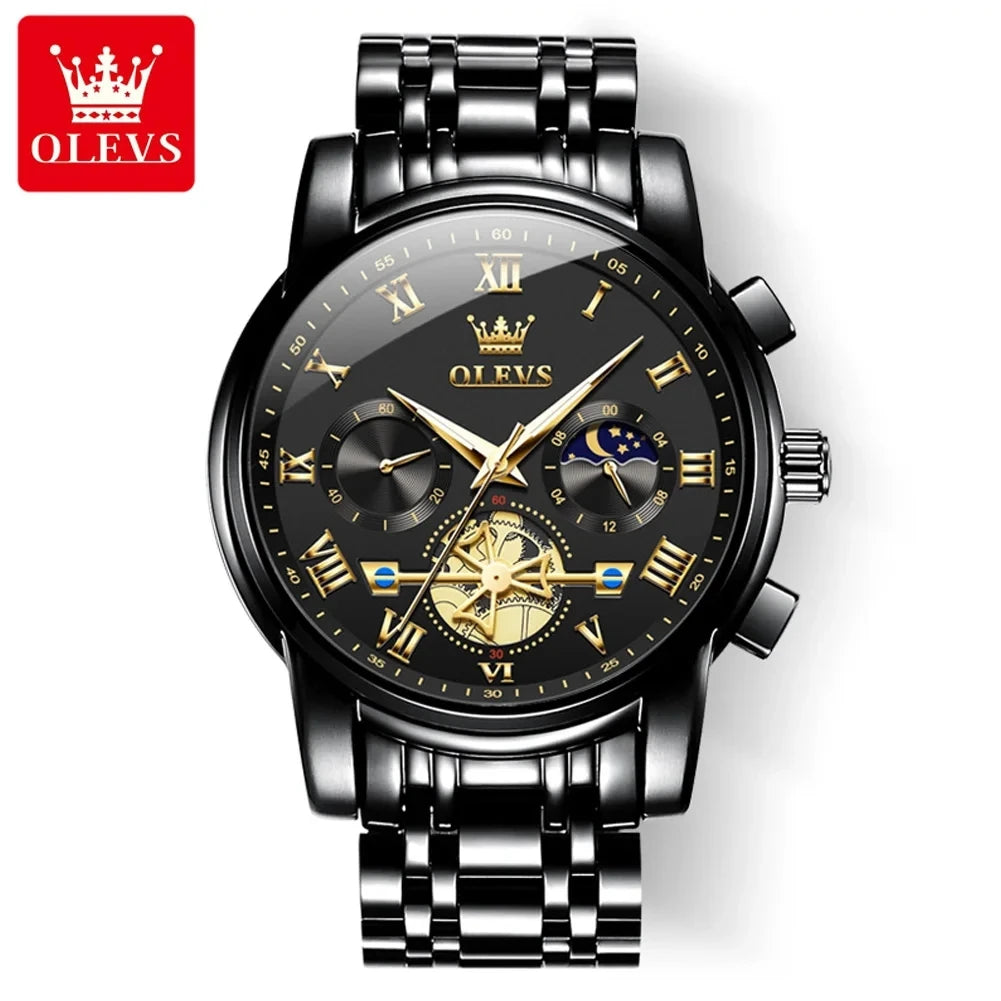 OLEVS 2859 Men's Chronograph Watch – Fashion Business Stainless Steel Quartz Wristwatch, Waterproof and Stylish