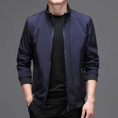 Men's Solid Color Stand Collar Jacket - Business Casual Autumn Outerwear Jace