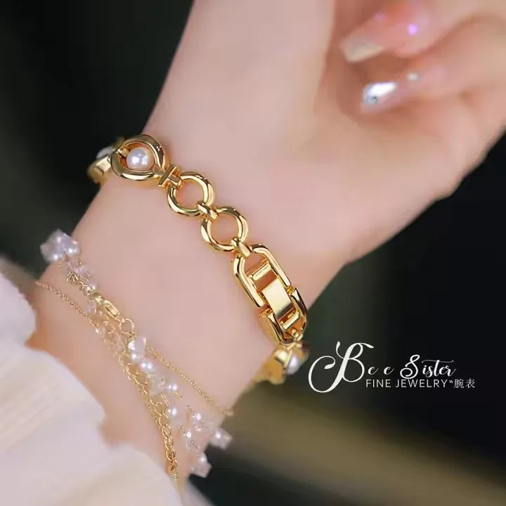 Luxury Watch for Women – High-Quality Fashion Pearl Bracelet Wristwatch, Elegant Gift for Ladies Marion