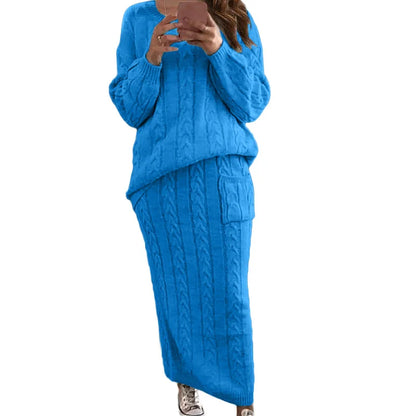 Women's Multi-Color Turtleneck Sweater Set - Drop Shoulder Knitwear for Comfortable Fall Fashion Lavinia