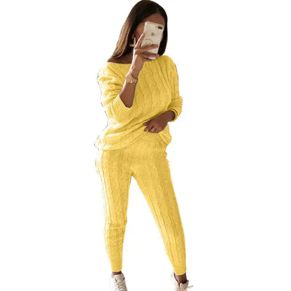 Women's Multi-Color Turtleneck Sweater Set - Drop Shoulder Knitwear for Comfortable Fall Fashion Lavinia