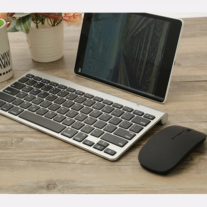 Portable Ultra-Thin Wireless Keyboard and Mouse Combo - Silent 2.4GHz Set for PC, Tablet, and Notebook