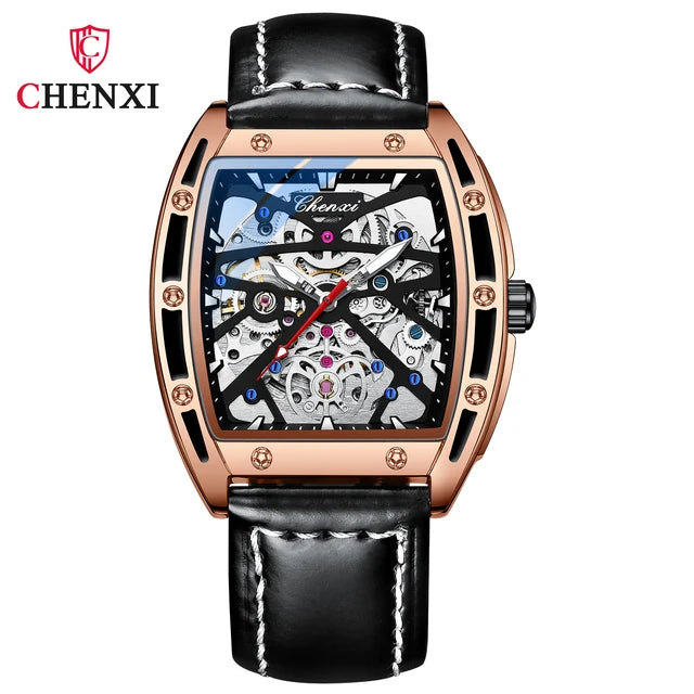 CHENXI 8885 Fully Hollow-Out Mechanical Watch – Men’s Stainless Steel Skeleton Automatic Business Watch, Waterproof