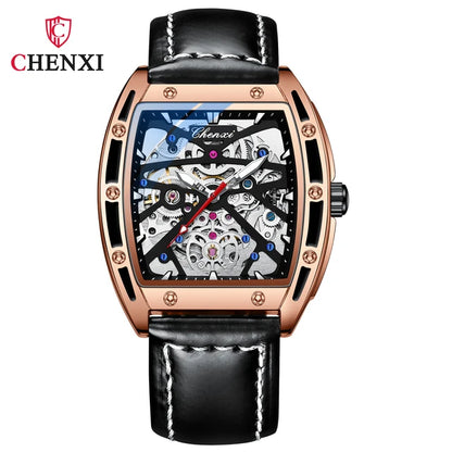 CHENXI 8885 Fully Hollow-Out Mechanical Watch – Men’s Stainless Steel Skeleton Automatic Business Watch, Waterproof