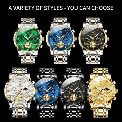 OLEVS 2859 Men's Chronograph Watch – Fashion Business Stainless Steel Quartz Wristwatch, Waterproof and Stylish