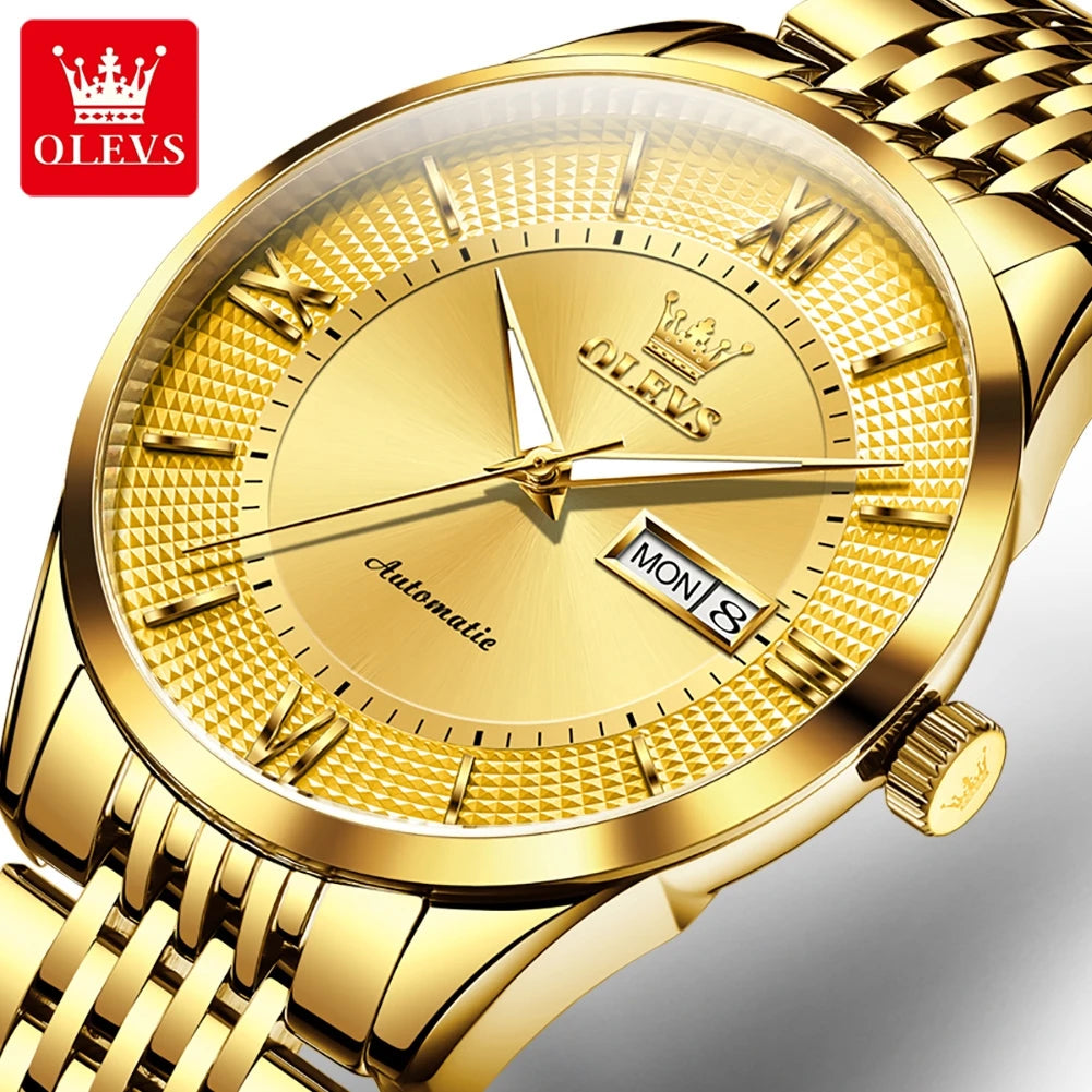 OLEVS 6657 Men's Automatic Watch - Waterproof, Stainless Steel Strap, Japanese Mechanical Movement