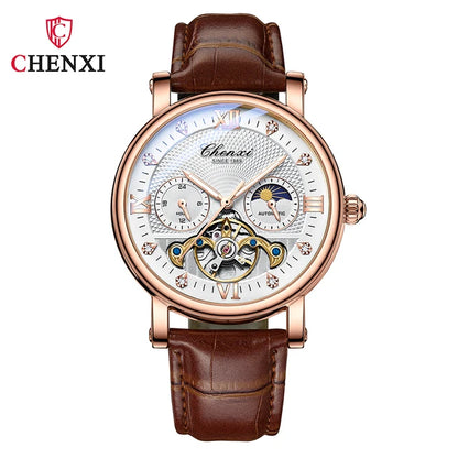 CHENXI 
8876 Men’s Luxury Automatic Mechanical Watch – Waterproof Genuine Leather Fashion Wristwatch, Perfect Gift for Men