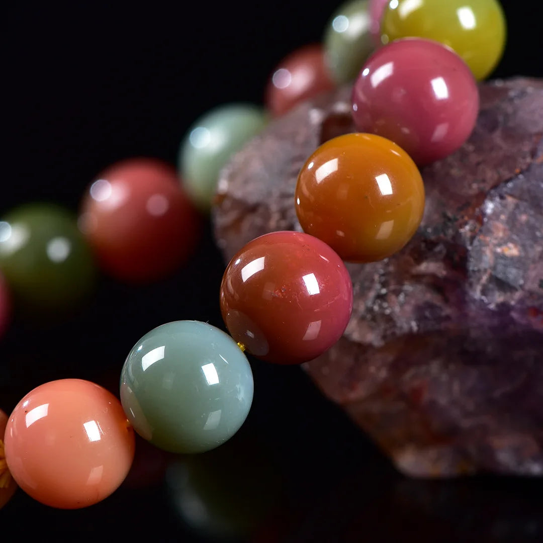 Yanyuan Agate Bracelet – Multi-Circle Southern Red Beads in Candy Colors | Old Village Head Design