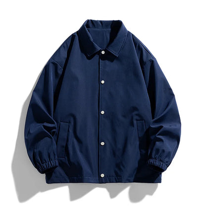 Polyester Windbreaker Jacket | Unisex Loose Fit Lapel Collar Plain Coach Jackets Darcy