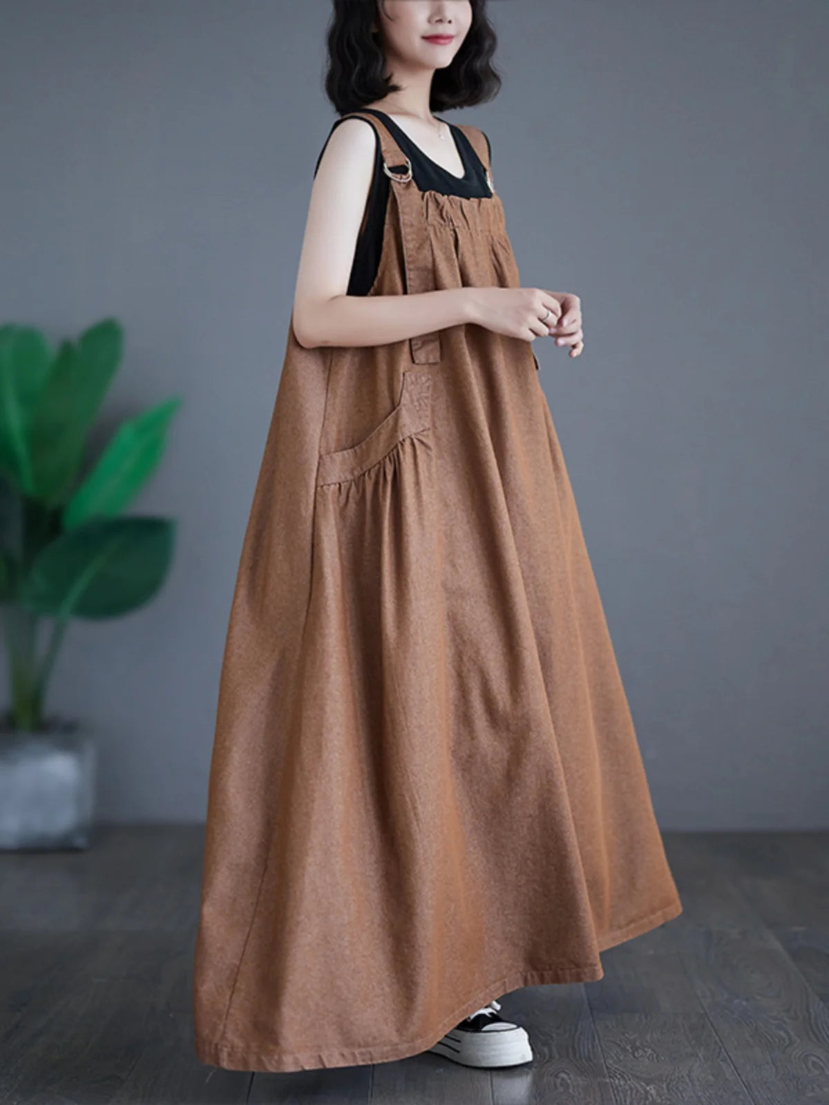 Summer Women's Retro Denim Dress – Loose Fit, Slim Design, and Large Hem for a Fashionable Look Addie