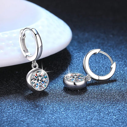 Unisex S925 Sterling Silver Earrings | 1 Carat D-Color Moissanite Floral Gold-Plated Charm Stud Hoops | Perfect for Anniversaries Leticia