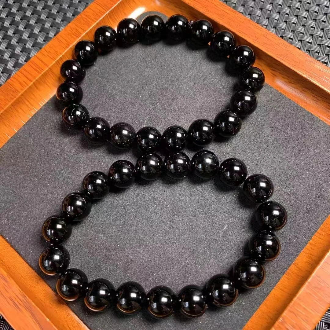 Natural Black Tourmaline Crystal Bracelet – 10MM Healing Beads | Perfect Gift for Energy Protection & Wellness