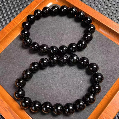 Natural Black Tourmaline Crystal Bracelet – 10MM Healing Beads | Perfect Gift for Energy Protection & Wellness