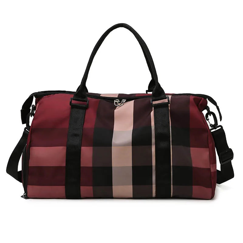 Nylon Travel Bag for Women – Designer Weekend Handbag with Zipper Closure, Gym, Yoga, and Carry-On Tote
