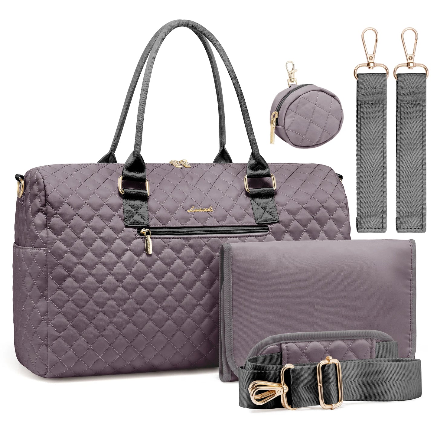 Waterproof Mommy Travel Bag | Large Capacity Duffle with Changing Pad & Pacifier Case Sarah