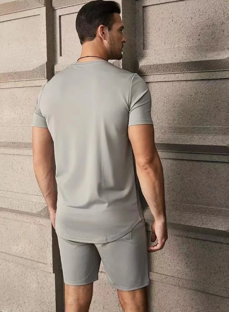Men's Casual Sportswear Set | Summer Short-Sleeve Round Neck T-Shirt & Shorts in Fashionable Solid Colors Kevin