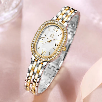 Waterproof Vintage Women's Watch - Luxury Diamond-Studded Quartz Watch for Ladies Emeline