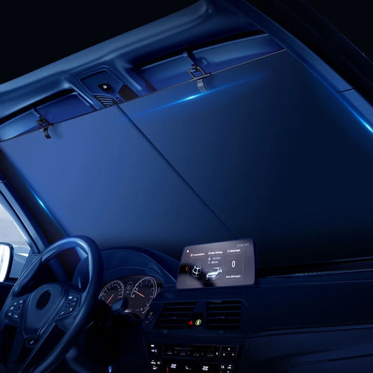 Retractable Windshield Sun Shade for Cars | Adjustable Interior Sunshade with Hook & Double Rod