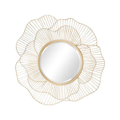 Large Metal Flower Wall Mirror – Luxury Art Frame for Bedroom, Bathroom, and Home Decor |