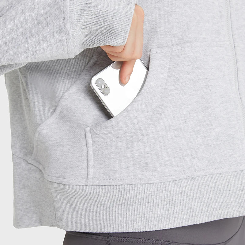 Women's Oversized Cropped Fleece Hoodie | Cozy Winter Warm Hooded Sweatshirt