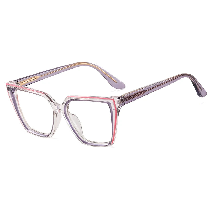 Women’s Square Blue Light Blocking Eyeglasses – TR90+CP Optical Frames | Custom Photochromic Anti-Blue Light Bezel