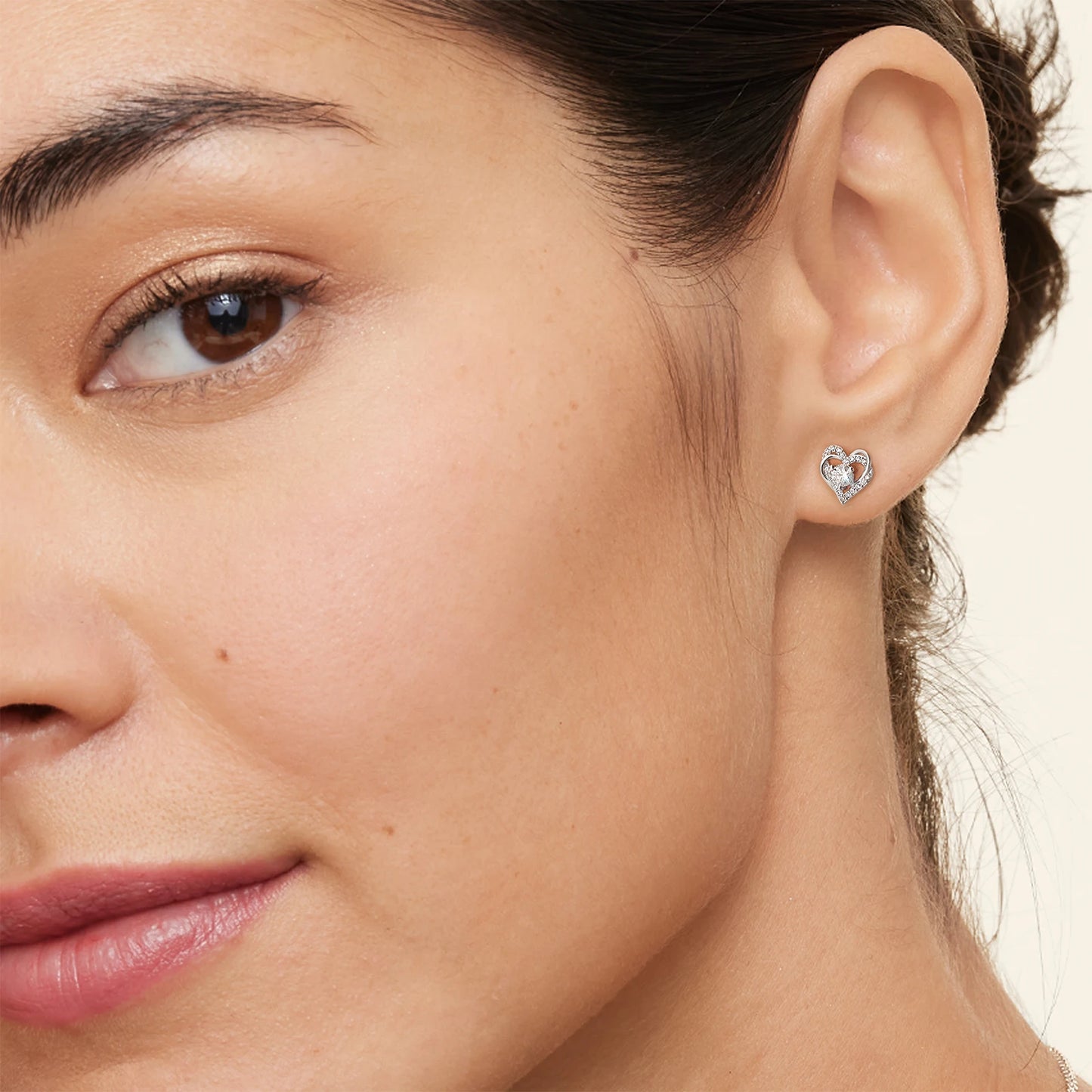 Moissanite Heart Stud Earrings – VVS1 GRA Certified Lab‑Created Diamond, 925 Sterling Silver with 14K White Gold, Hypoallergenic