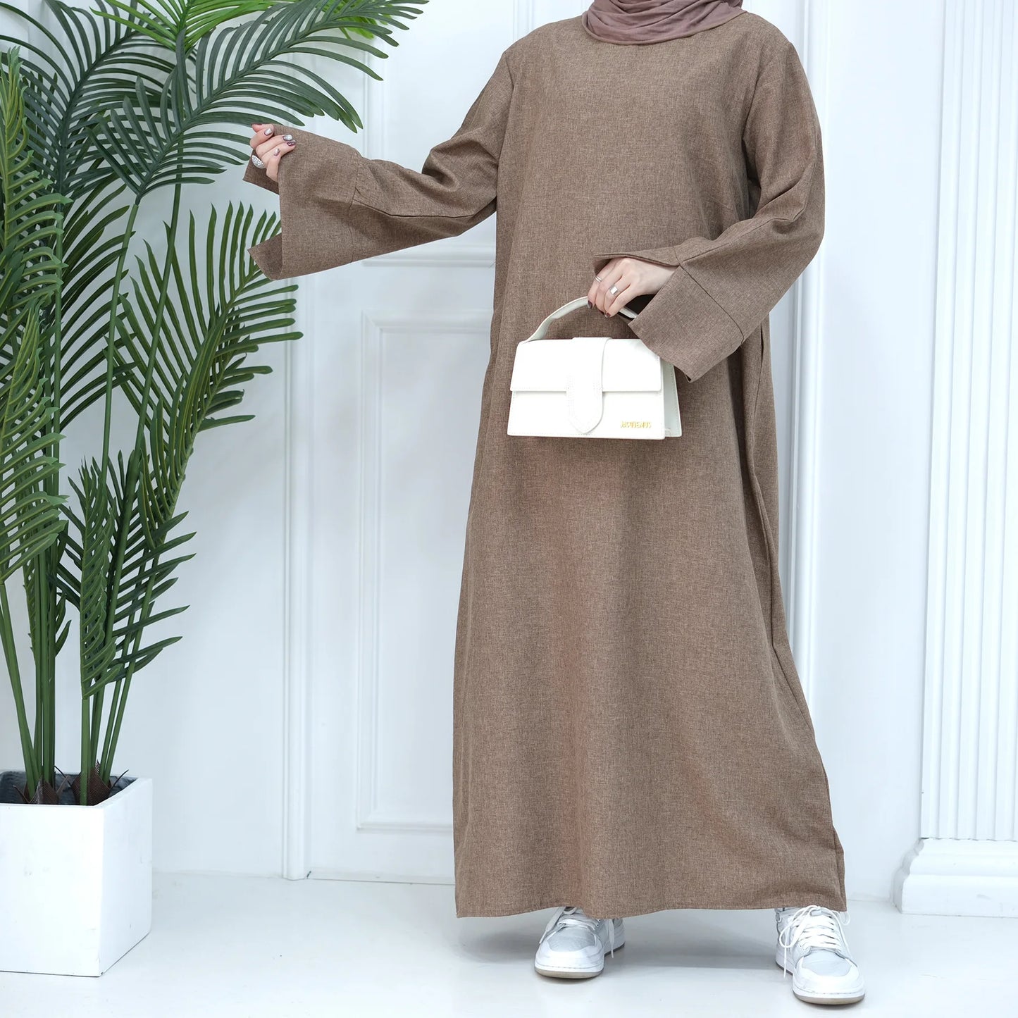 Modest Linen Abaya – Simple Closed Muslim Dress for Women | Islamic Clothing, Traditional Tunisian Style Fatima