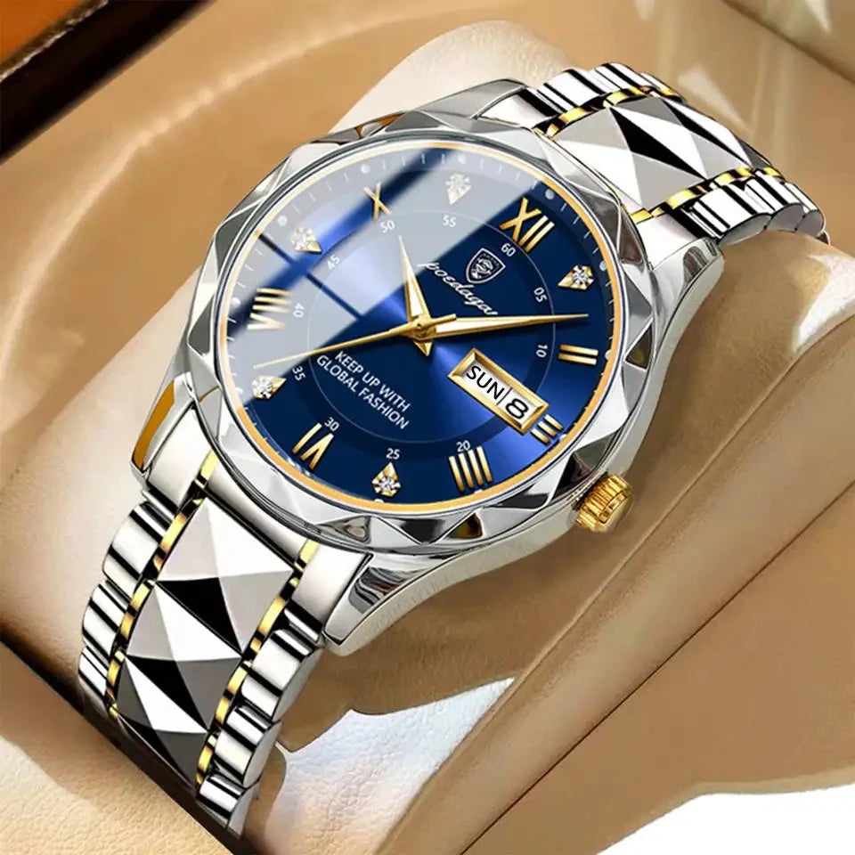 POEDAGAR 615 Waterproof Men's Watch – Luxury Quartz Wristwatch with Date & Week Display