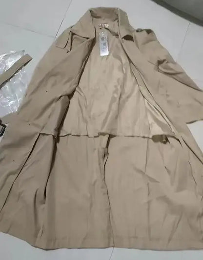 Women's Medium to Long Windbreaker - Korean-Style Loose Casual Coat for Spring & Autumn Cinder