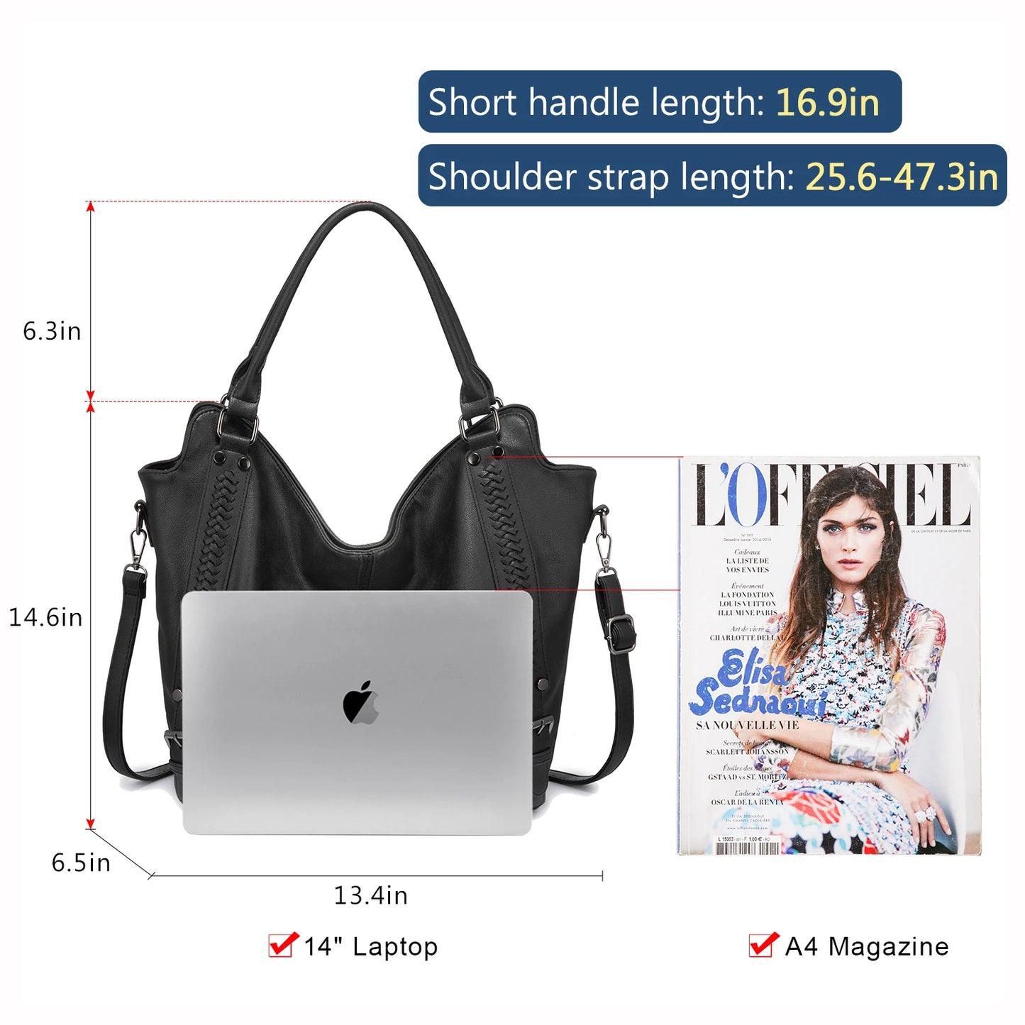 Realer Women’s PU Leather Handbags – Fashionable Hobo Shoulder Bags, Large Tote Purse for Women Angeli