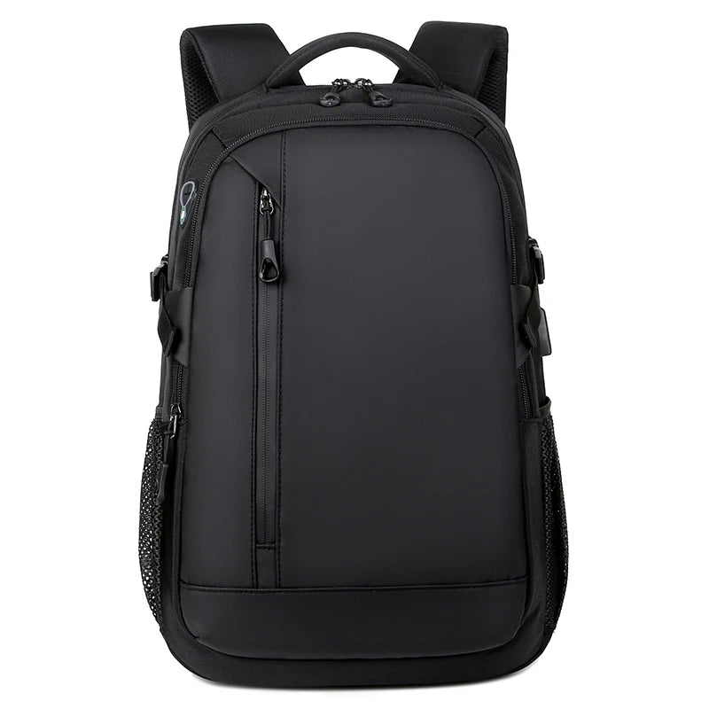 Lightweight Waterproof PU Laptop Backpack – 15.6-Inch Business Travel School Bag with USB Charging Port