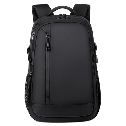Lightweight Waterproof PU Laptop Backpack – 15.6-Inch Business Travel School Bag with USB Charging Port