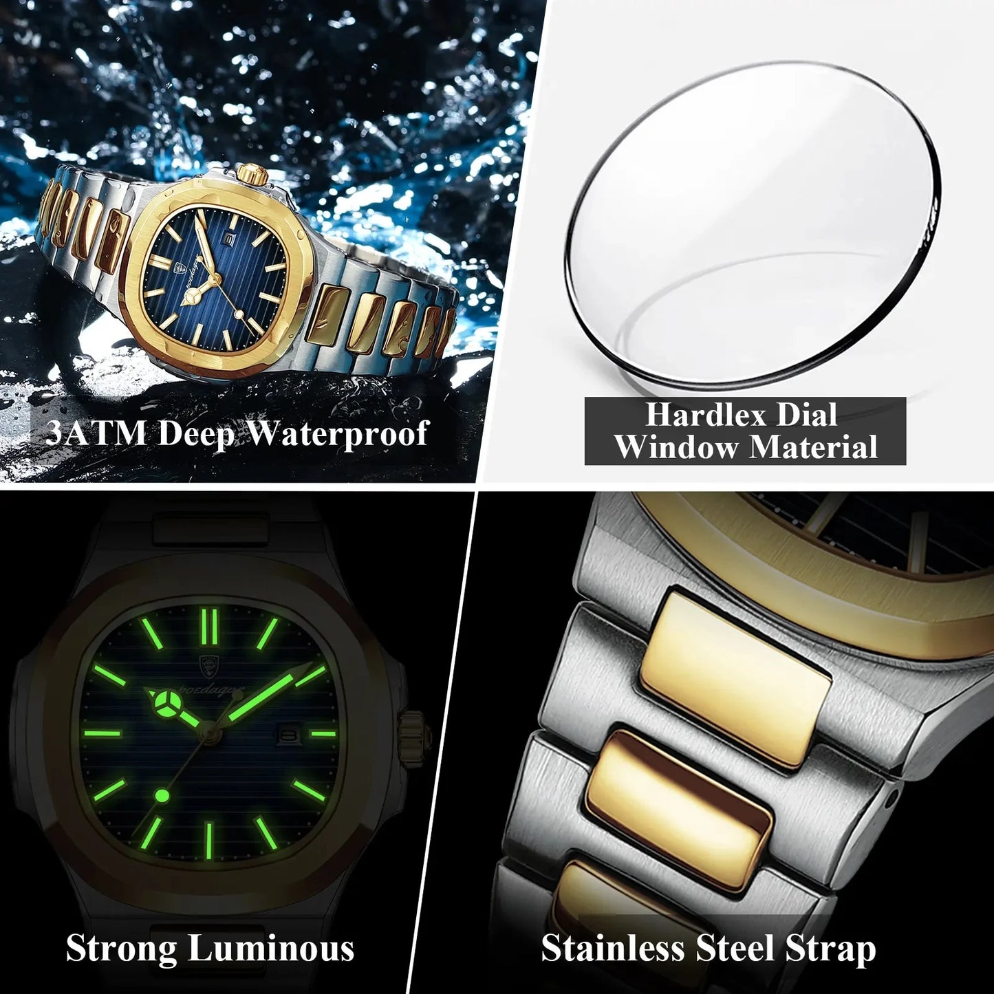 POEDAGAR 789 Ladies Luxury Watch – High-Quality Square Stainless Steel Waterproof Quartz Women's Fashion Business Watch Charlize
