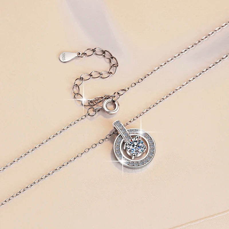1ct Round Cut Moissanite Necklace Pendant – Fine Jewelry, D Color VVS1 Diamond Alternative, S925 Sterling Silver, Anniversary & Wedding Gift