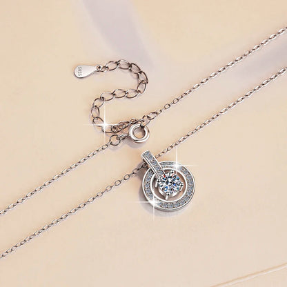 1ct Round Cut Moissanite Necklace Pendant – Fine Jewelry, D Color VVS1 Diamond Alternative, S925 Sterling Silver, Anniversary & Wedding Gift