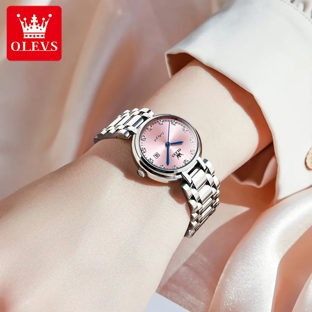 OLEVS Women’s Quartz Watch – Silver, Waterproof, Fashionable Design