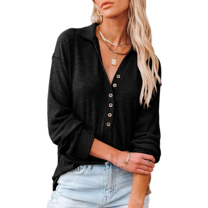 Elegant Women's Long-Sleeved Lapel Top for Autumn & Winter Outfits