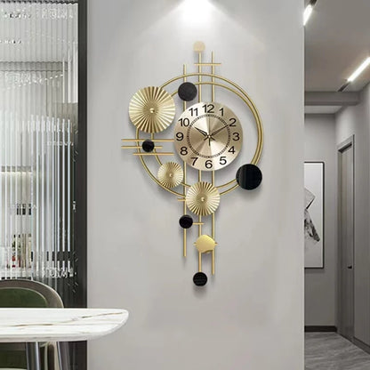 Modern Luxury Metal Wall Clock – Silent Quartz Hanging Clock for Living Room and Home Decor