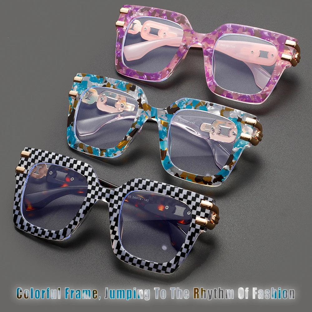 Stylish Anti-Blue Light Big Frame Eyewear: Pink Stripe & Tortoise Designs