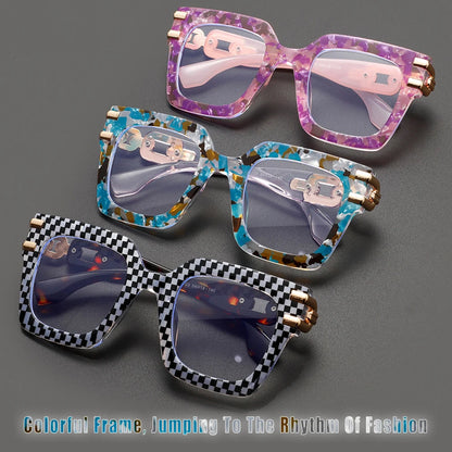 Stylish Anti-Blue Light Big Frame Eyewear: Pink Stripe & Tortoise Designs