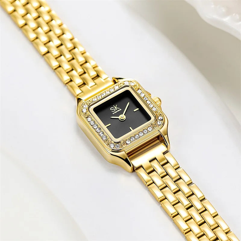 SHENGKE Elegant Square Women’s Watch – Luxury Diamond Wristwatch Gift